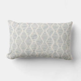 Dusty Blue Boho Coastal Geometric Diamond Lumbar Cushion