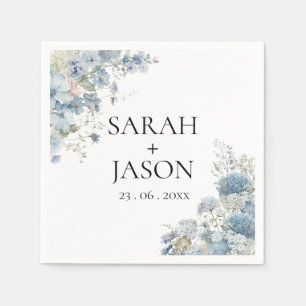 Dusty Blue Boho Floral Elegant Garden wedding Napkin