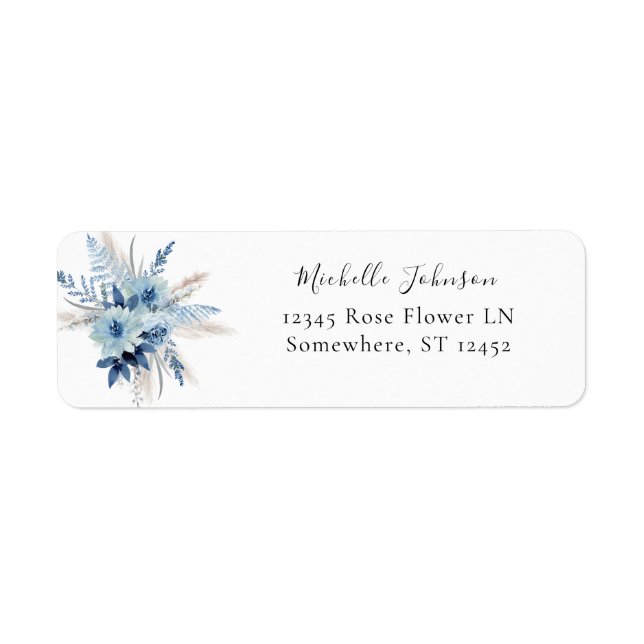 Dusty Blue Boho Floral Return Address Label (Front)