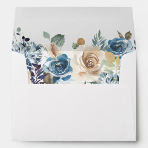 Dusty Blue Boho Floral Wedding Envelope