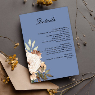 Dusty Blue Boho Flowers Wedding Details Enclosure Card