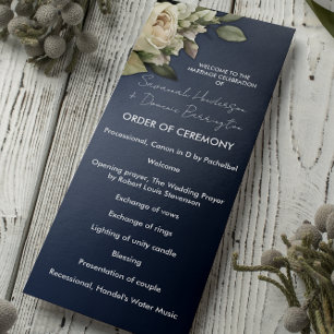 Dusty Blue Boho Roses Wedding   Programme