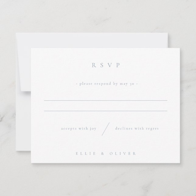 Dusty Blue Boho Wedding Modern RSVP Card (Front)
