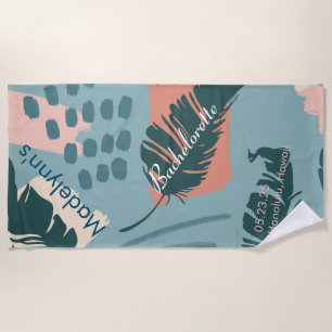 Dusty Blue Boho Wedding Party Favour Personalised  Beach Towel