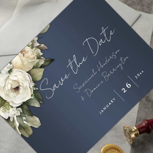 Dusty Blue Boho Wedding Save the Date Announcement Postcard (Creator Uploaded)