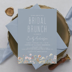 Dusty Blue Boho Wildflower Bridal Brunch Shower Flyer