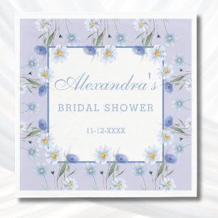 Dusty Blue Boho Wildflower Bridal Shower  Napkin