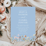 Dusty Blue Boho Wildflower Minimalist Wedding  Invitation<br><div class="desc">Celebrate your love with this dusty blue boho wildflower minimalist wedding invitation, featuring delicate watercolor wildflowers paired with a soft dusty blue background. The muted blue tone creates a dreamy, timeless aesthetic while the floral accents bring natural bohemian charm. Perfect for garden, rustic chic, vineyard, or spring weddings, this design...</div>
