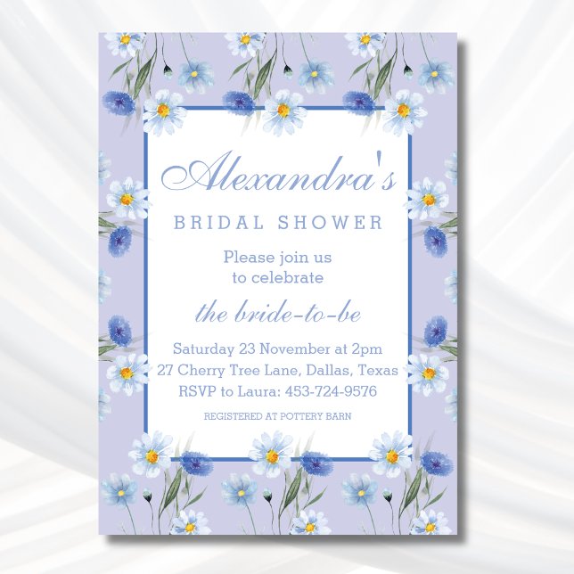 Dusty Blue Boho Wildflower Spring Bridal Shower Invitation (Creator Uploaded)