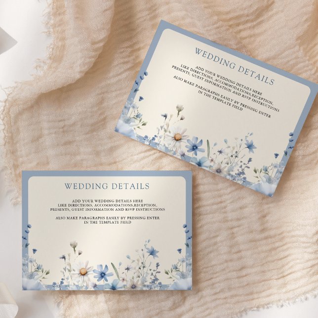 Dusty Blue Boho Wildflower Wedding Details Enclosure Card (Creator Uploaded)