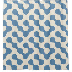 Dusty Blue Bold Abstract Geometric Dots Shower Curtain