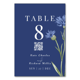 Dusty Blue Bold Photo Stylish QR code Table Number