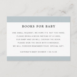 Dusty Blue Book Request Boy Baby Shower Enclosure Card