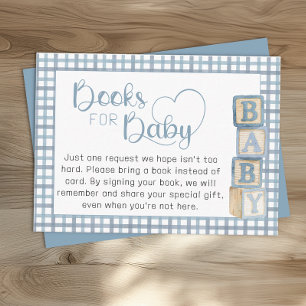Dusty Blue Books for Baby Card Baby Shower Insert