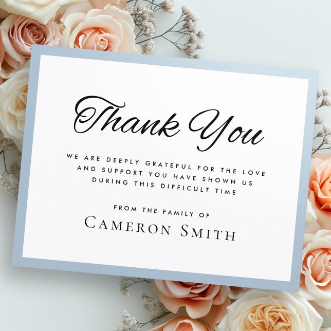 Dusty blue border sympathy thank you card (Dusty blue border sympathy thank you card)