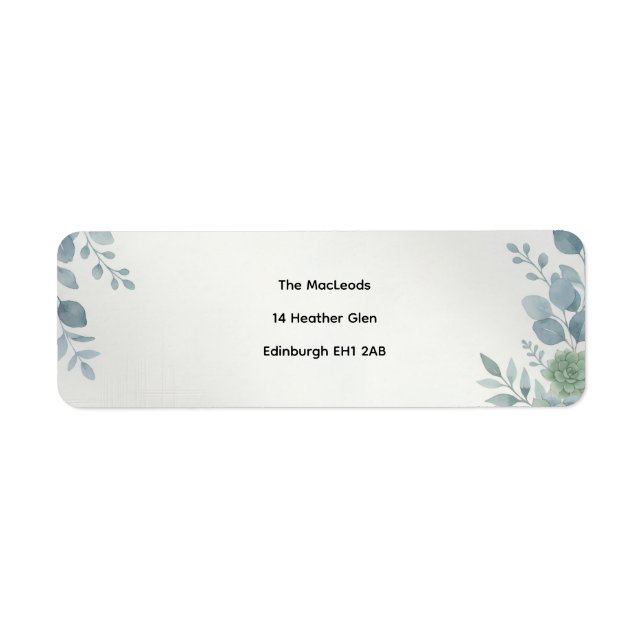 Dusty Blue Botanical Address Label (Front)