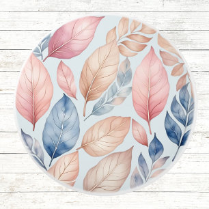 Dusty Blue Botanical Boho Autumn Leaves Pattern  Ceramic Knob