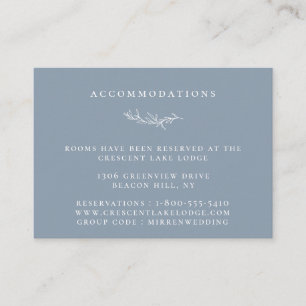 Dusty Blue Botanical Branch Wedding Accommodations Enclosure Card