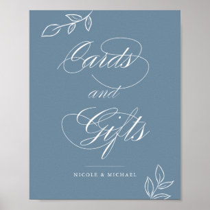 Dusty Blue Botanical Cards & Gifts Wedding Sign