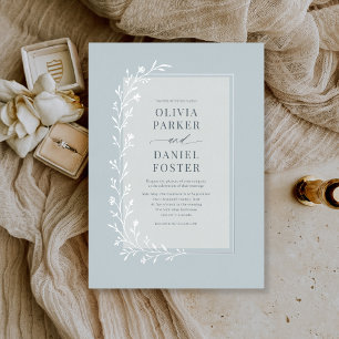 Dusty Blue Botanical Floral Wedding Silver