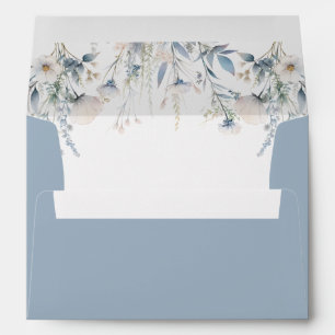 Dusty Blue Botanical Floral Wedding Suite Envelope
