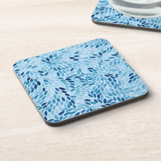 Dusty Blue Botanical Leaf Pattern Hard Plastic Coaster
