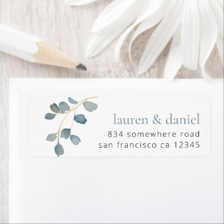 Dusty Blue Botanical Names Return Address Wedding