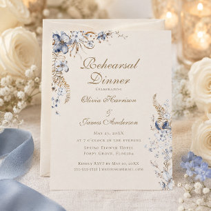 Dusty Blue Botanical Rehearsal Dinner Invitation