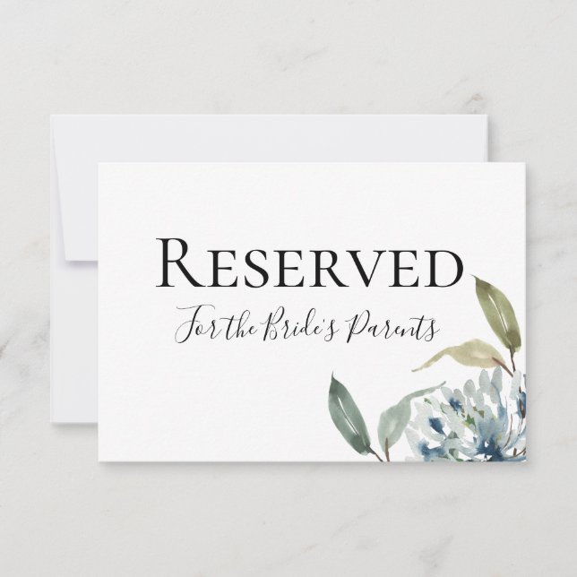 Dusty Blue Botanical Reserved Sign (Front)