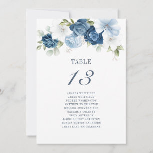 Dusty Blue Botanical Table Number 13 Seating Chart