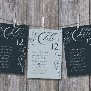 Dusty Blue Botanical table Number Card