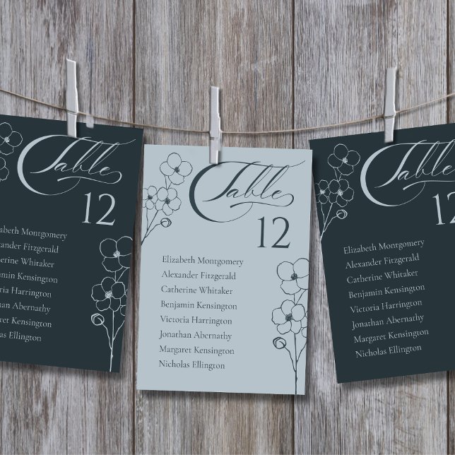 Dusty Blue Botanical table Number Card (Creator Uploaded)