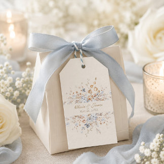 Dusty Blue Botanical Wedding Favour Tag