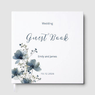Dusty Blue Botanical Wedding Guest Book