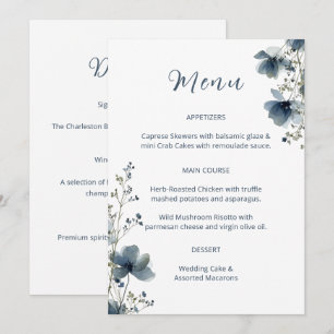 Dusty Blue Botanical Wedding Menu