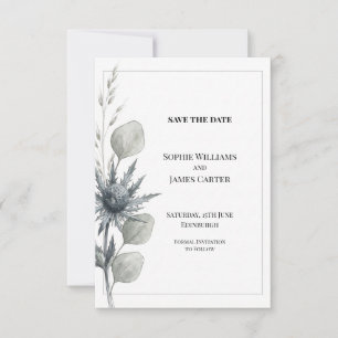 Dusty Blue Botanical Wedding Save the Date