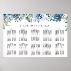 Dusty Blue Botanical Wedding Seating Chart