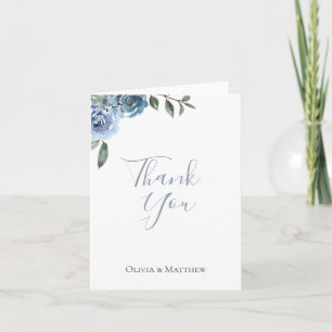 Dusty Blue Botanical Wedding Thank You