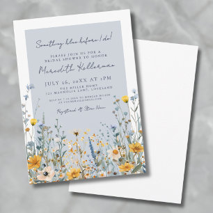 Dusty Blue Botanical Wildflower Bridal Shower Invitation