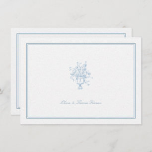 Dusty Blue Bouquet Classic Frame Wedding Couple Card