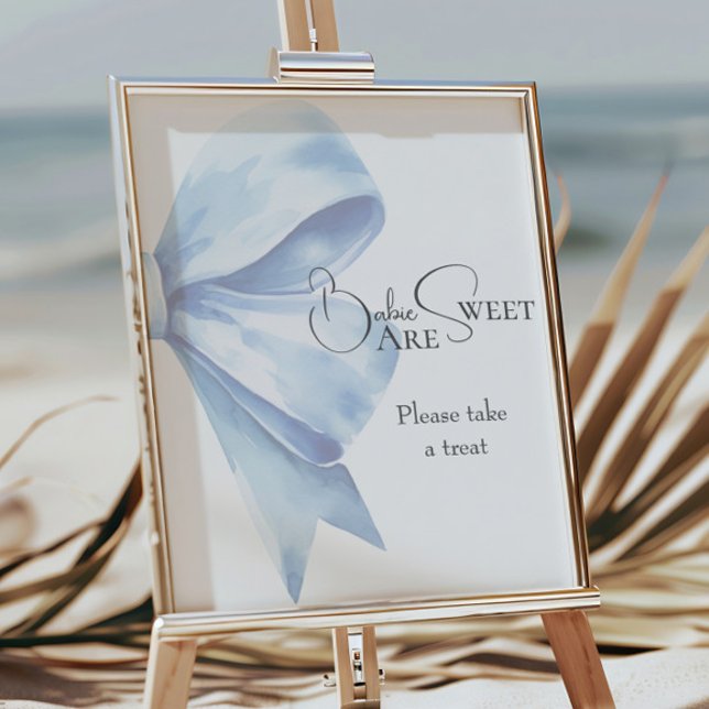 Dusty Blue Bow Baby Shower Babies Are Sweet Poster (Creator Uploaded)