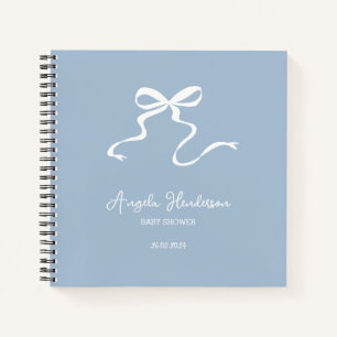 Dusty Blue Bow Baby Shower Guest Book