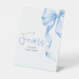 Dusty Blue Bow Bridal Shower Favours Pedestal Sign