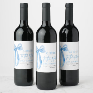 Dusty Blue Bow Cheers To The Future Bridal Shower  Wine Label