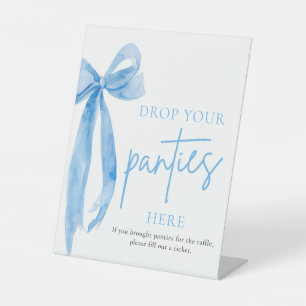 Dusty Blue Bow Drop Your Panties Here Game Sign