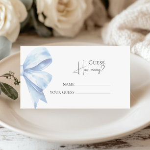 Dusty Blue Bow Guess How Many Baby Shower Boy Enclosure Card