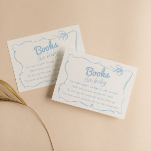 Dusty Blue Bow Hand Drawn Baby Boy Book Request Enclosure Card