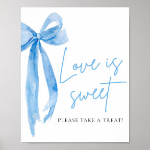 Dusty Blue Bow Love is Sweet Treat Favour Sign