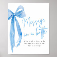Dusty Blue Bow Message In A Bottle Sign Game
