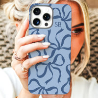 Dusty Blue Bow Monogram